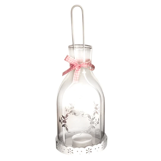 Decorative bottle lantern, white